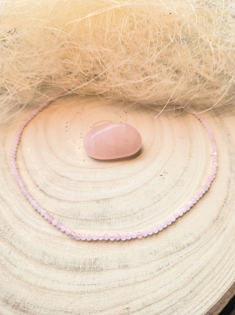 Collier Quartz rose 3mm