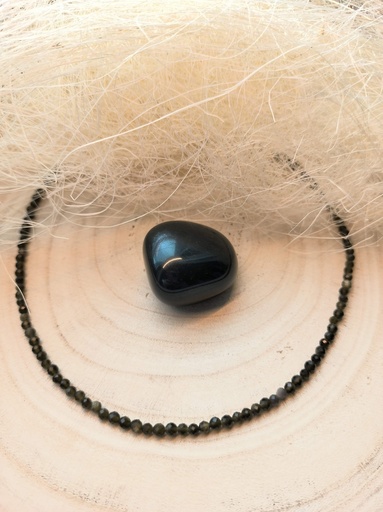 Collier 3mm obsidienne